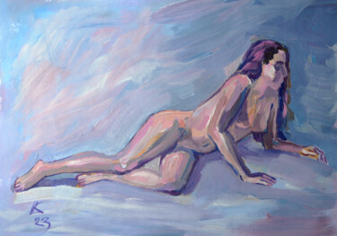Malerei mit dem Titel "Nude woman figure o…" von Lada Kholosho, Original-Kunstwerk, Acryl