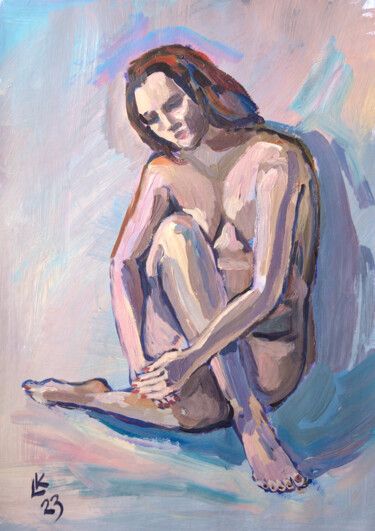 Pittura intitolato "Thoughtful girl" da Lada Kholosho, Opera d'arte originale, Acrilico