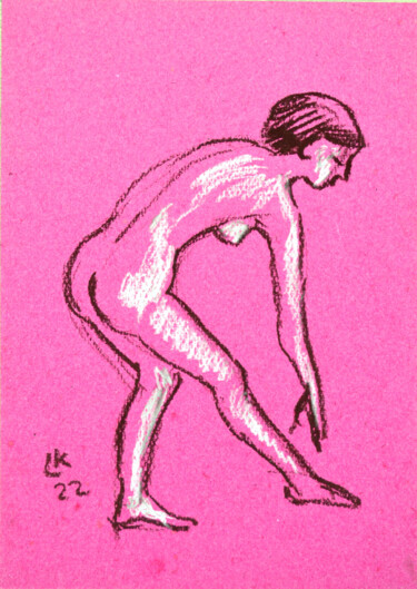 Painting titled "Study nude studio w…" by Lada Kholosho, Original Artwork, Pastel