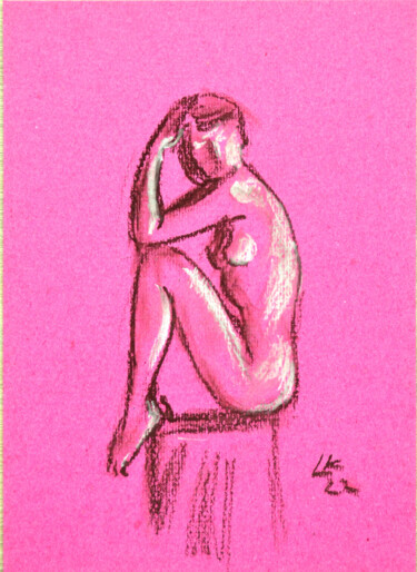 Pintura intitulada "Study nude studio w…" por Lada Kholosho, Obras de arte originais, Pastel