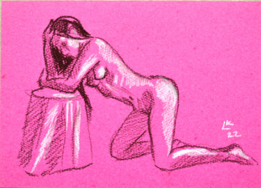 Painting titled "Study nude studio w…" by Lada Kholosho, Original Artwork, Pastel