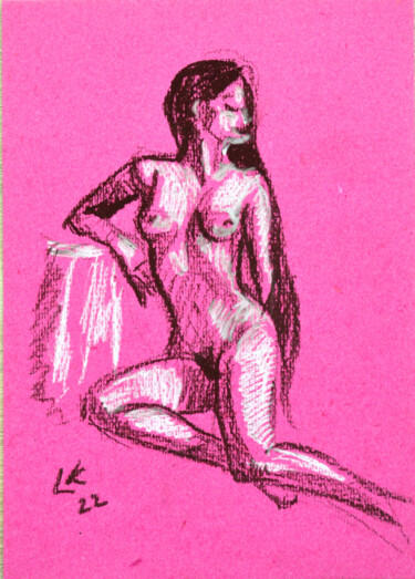 Pintura intitulada "Study nude studio w…" por Lada Kholosho, Obras de arte originais, Pastel