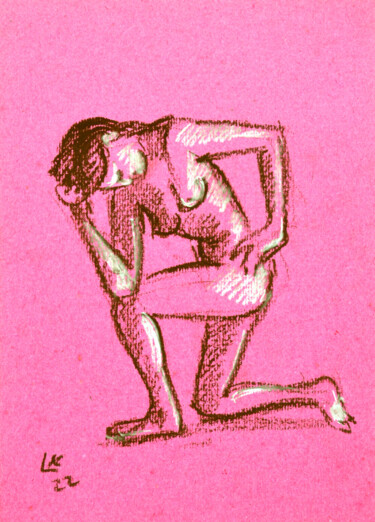 Картина под названием "Study nude studio w…" - Lada Kholosho, Подлинное произведение искусства, Пастель