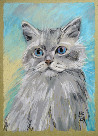 "Beautiful furry cat…" başlıklı Tablo Lada Kholosho tarafından, Orijinal sanat, Pastel