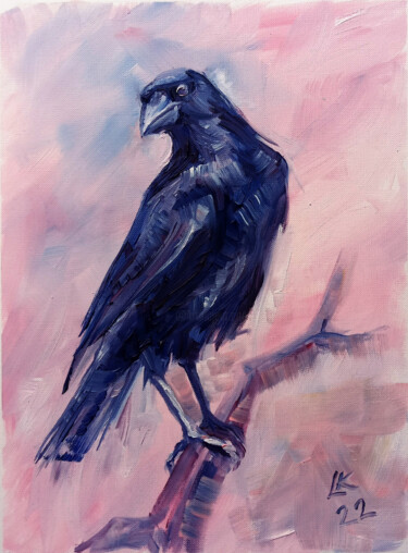 Pittura intitolato "Сurious crow" da Lada Kholosho, Opera d'arte originale, Olio