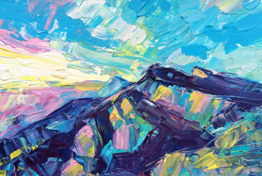 Peinture intitulée "Blue mountains" par Lada Kholosho, Œuvre d'art originale, Acrylique
