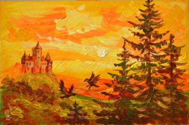Painting titled "Fairy-tale castle i…" by Lada Kholosho, Original Artwork, Acrylic