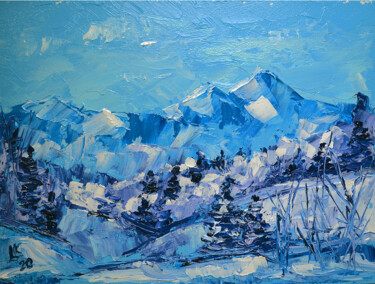 Painting titled "Winter landscape wi…" by Lada Kholosho, Original Artwork, Oil