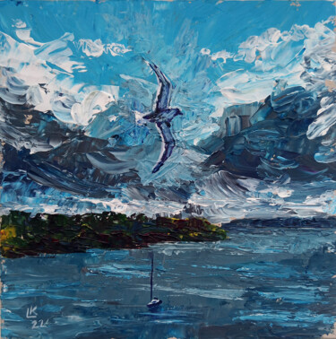 Pittura intitolato "Seascape with seagu…" da Lada Kholosho, Opera d'arte originale, Acrilico