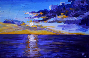 Painting titled "Rising sun over oce…" by Lada Kholosho, Original Artwork, Acrylic
