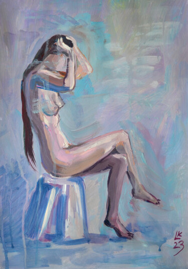 Рисунок под названием "Female nude" - Lada Kholosho, Подлинное произведение искусства, Акрил