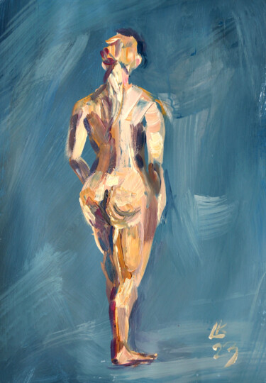 Painting titled "Female Nude Model P…" by Lada Kholosho, Original Artwork, Acrylic