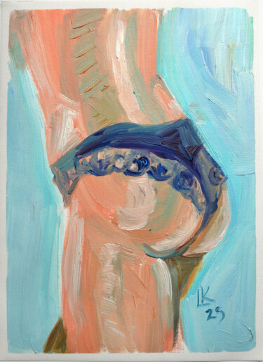 Рисунок под названием "Woman in Lace Linge…" - Lada Kholosho, Подлинное произведение искусства, Масло