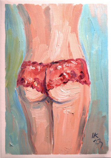 Malarstwo zatytułowany „Woman in Red Lace L…” autorstwa Lada Kholosho, Oryginalna praca, Olej