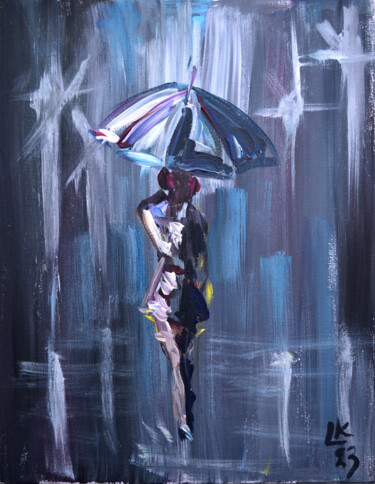 Painting titled "Midnight Umbrella S…" by Lada Kholosho, Original Artwork, Acrylic