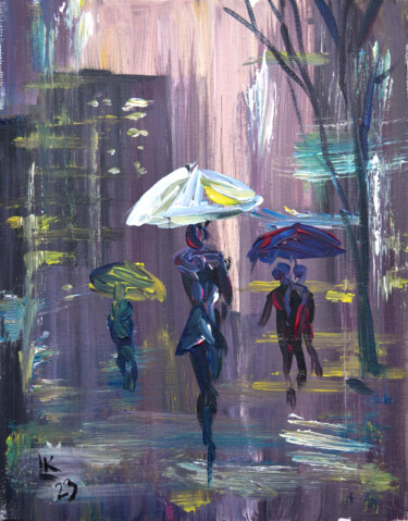 Painting titled "Urban Umbrella Sere…" by Lada Kholosho, Original Artwork, Acrylic