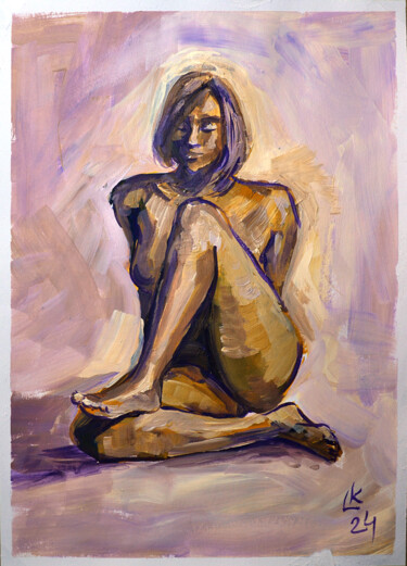 Картина под названием "Beautiful Nude Woma…" - Lada Kholosho, Подлинное произведение искусства, Акрил