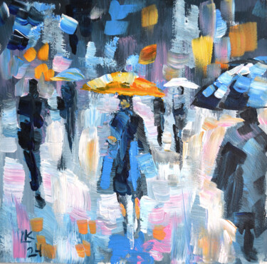 Pintura intitulada "Rhythms in the Rain" por Lada Kholosho, Obras de arte originais, Acrílico Montado em Cartão