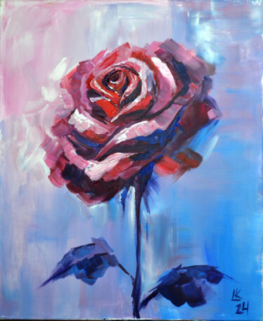 Картина под названием "Eclat de Rose: Brus…" - Lada Kholosho, Подлинное произведение искусства, Акрил Установлен на Деревянн…