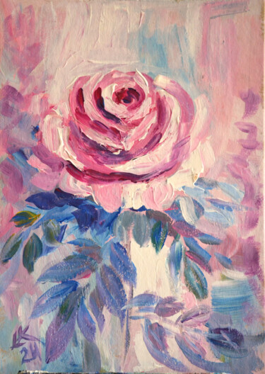 Painting titled "The Serenity Rose" by Lada Kholosho, Original Artwork, Acrylic