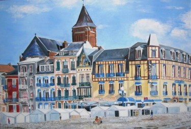 Pintura intitulada "l'hotel Bellevue" por Nicole Brouillard, Obras de arte originais, Óleo