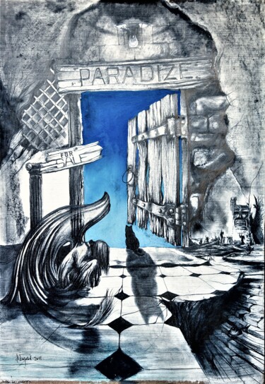Pintura titulada "РАЙ НА РАСПРОДАЖУ" por Vladimir Barkov, Ladoyar, Obra de arte original, Grafito Montado en Otro panel rígi…