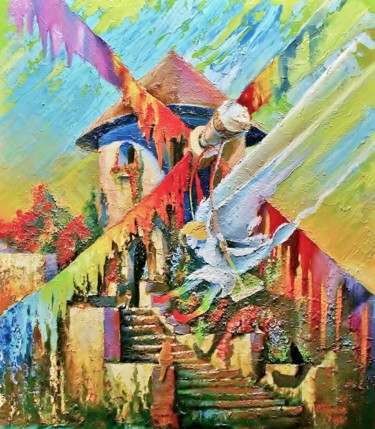 Painting titled "Rainbow Mill" by Vladimir Barkov Ladoyar, Original Artwork, Oil