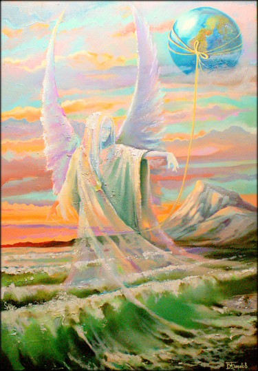 Картина под названием "ANGEL OF THE NEW WO…" - Vladimir Barkov, Ladoyar, Подлинное произведение искусства, Масло