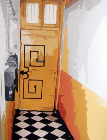 Painting titled "la porte jaune" by Lady Caviar, Original Artwork