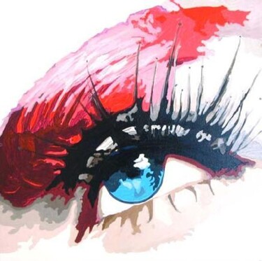 Peinture intitulée "le sourcil rouge" par Lady Caviar, Œuvre d'art originale, Huile