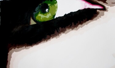 Peinture intitulée "Iris verte" par Lady Caviar, Œuvre d'art originale