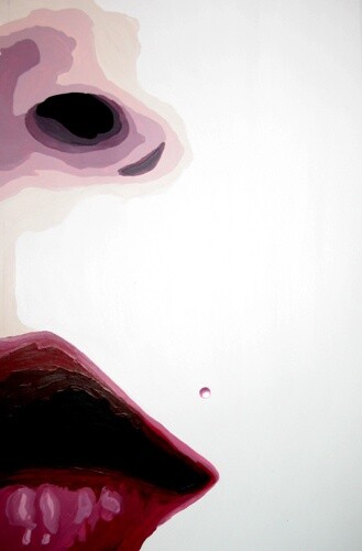 Peinture intitulée "La mouche rose" par Lady Caviar, Œuvre d'art originale