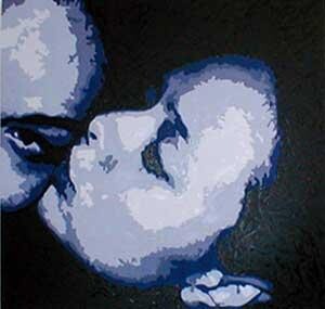 Peinture intitulée "Le baiser Mauve" par Lady Caviar, Œuvre d'art originale