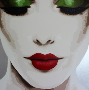 Malerei mit dem Titel "green color" von Lady Caviar, Original-Kunstwerk, Öl