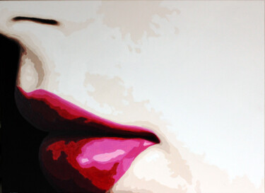 Schilderij getiteld "Rose Lips" door Lady Caviar, Origineel Kunstwerk, Acryl
