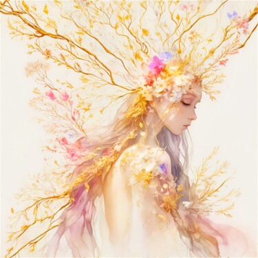 Digitale Kunst mit dem Titel "Feeling Natural" von Ladymouse, Original-Kunstwerk, KI-generiertes Bild
