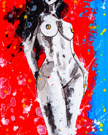Картина под названием "Hot Summer 8" - Lady Redhorns, Подлинное произведение искусства, Акрил