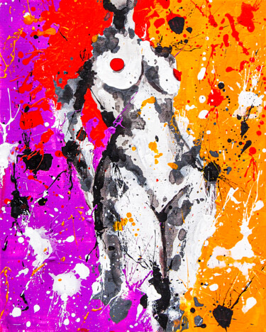 Картина под названием "Hot Summer 10" - Lady Redhorns, Подлинное произведение искусства, Акрил