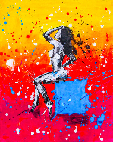 Картина под названием "Hot Summer 12" - Lady Redhorns, Подлинное произведение искусства, Акрил