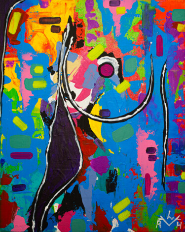 Schilderij getiteld "Abstract Lady" door Lady Redhorns, Origineel Kunstwerk, Acryl