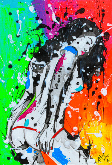 Картина под названием "Femme fatale 3" - Lady Redhorns, Подлинное произведение искусства, Акрил
