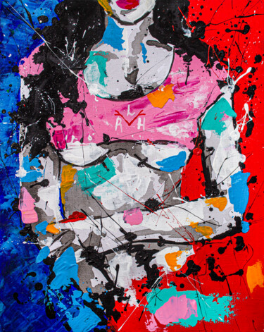 Peinture intitulée "Pink T" par Lady Redhorns, Œuvre d'art originale, Acrylique