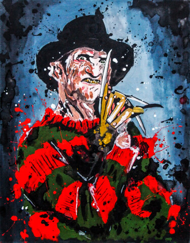 Painting titled "Freddy Krueger" by Lady Redhorns, Original Artwork, Acrylic