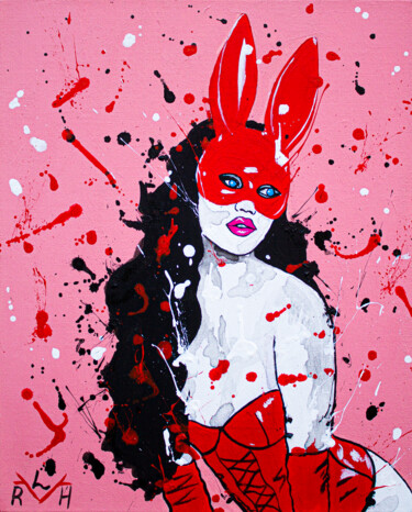 Painting titled "Bunny" by Lady Redhorns, Original Artwork, Acrylic
