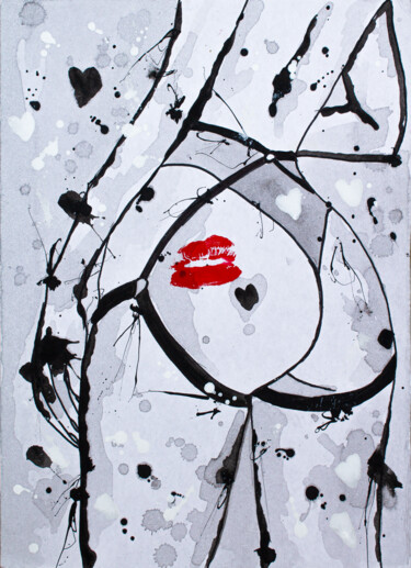 Peinture intitulée "Poisoned Kiss" par Lady Redhorns, Œuvre d'art originale, Acrylique