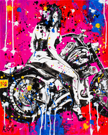 Картина под названием "Let's Ride!" - Lady Redhorns, Подлинное произведение искусства, Акрил