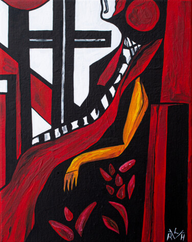 Malerei mit dem Titel "Soul on Fire" von Lady Redhorns, Original-Kunstwerk, Acryl
