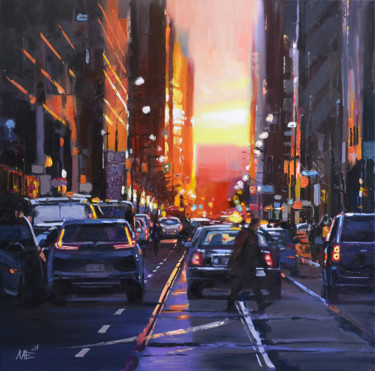 Painting titled "EVENING" by Artem Lozhkin, Original Artwork, Oil