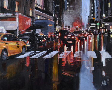 Painting titled "CITY" by Artem Lozhkin, Original Artwork, Oil