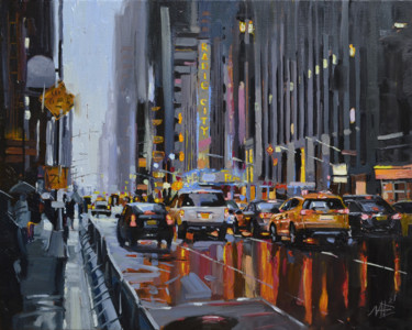 Painting titled "MEGAPOLIS" by Artem Lozhkin, Original Artwork, Oil